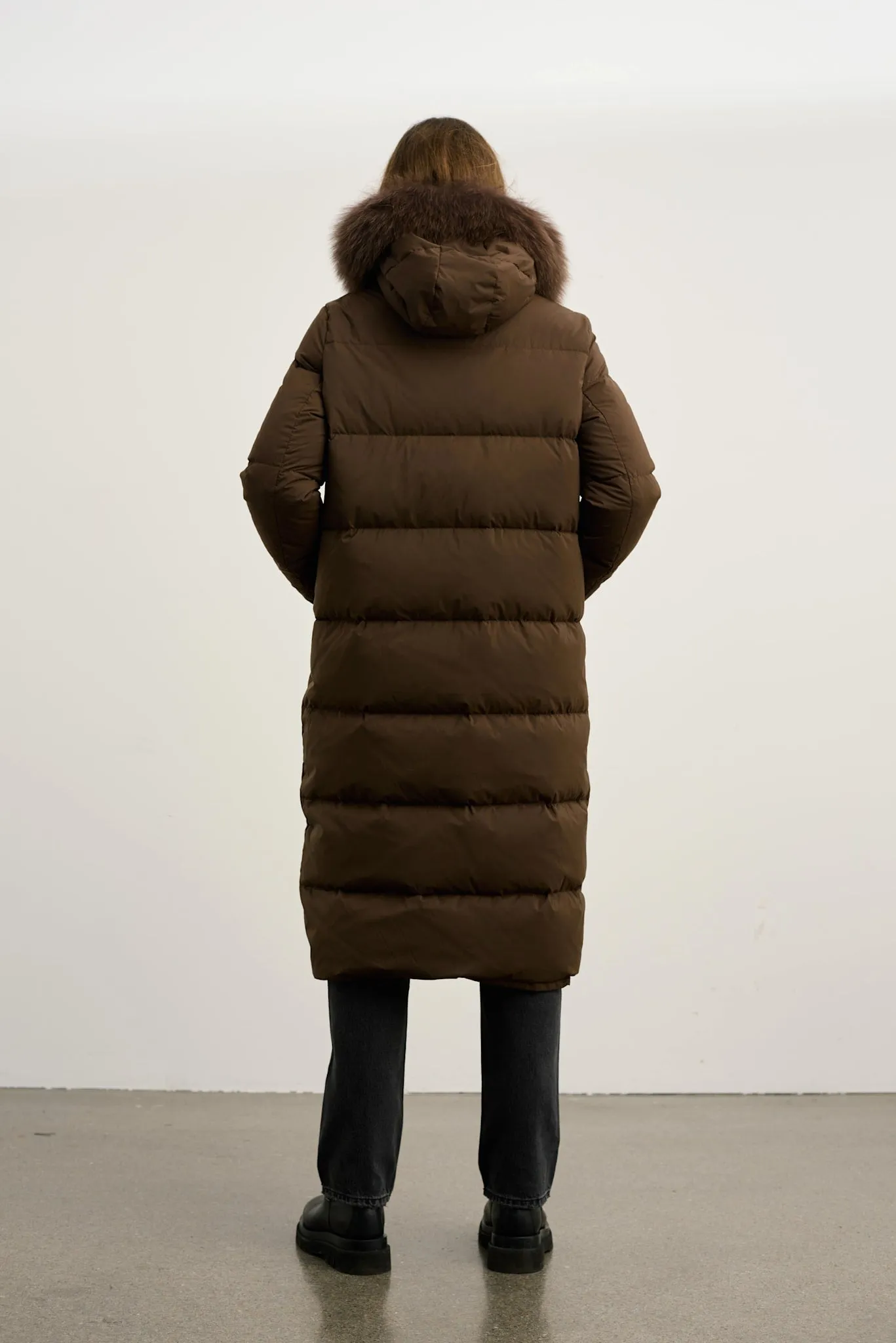 ALVA DOWN COAT - DARK BROWN