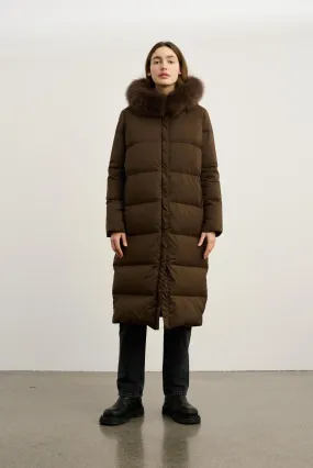 ALVA DOWN COAT - DARK BROWN