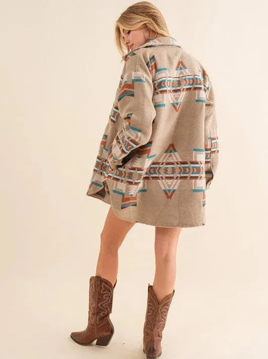 Back in Plaid Aztec-Inspired Plaid Shacket