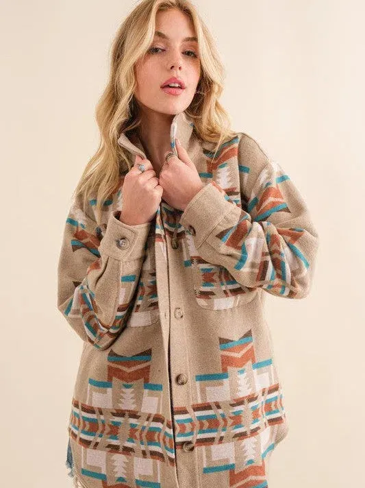 Back in Plaid Aztec-Inspired Plaid Shacket