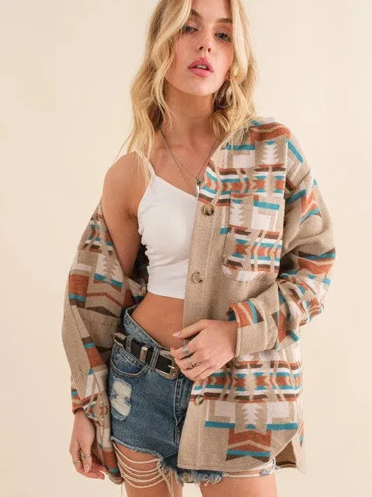 Back in Plaid Aztec-Inspired Plaid Shacket