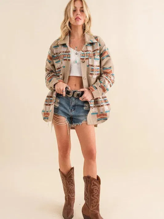 Back in Plaid Aztec-Inspired Plaid Shacket