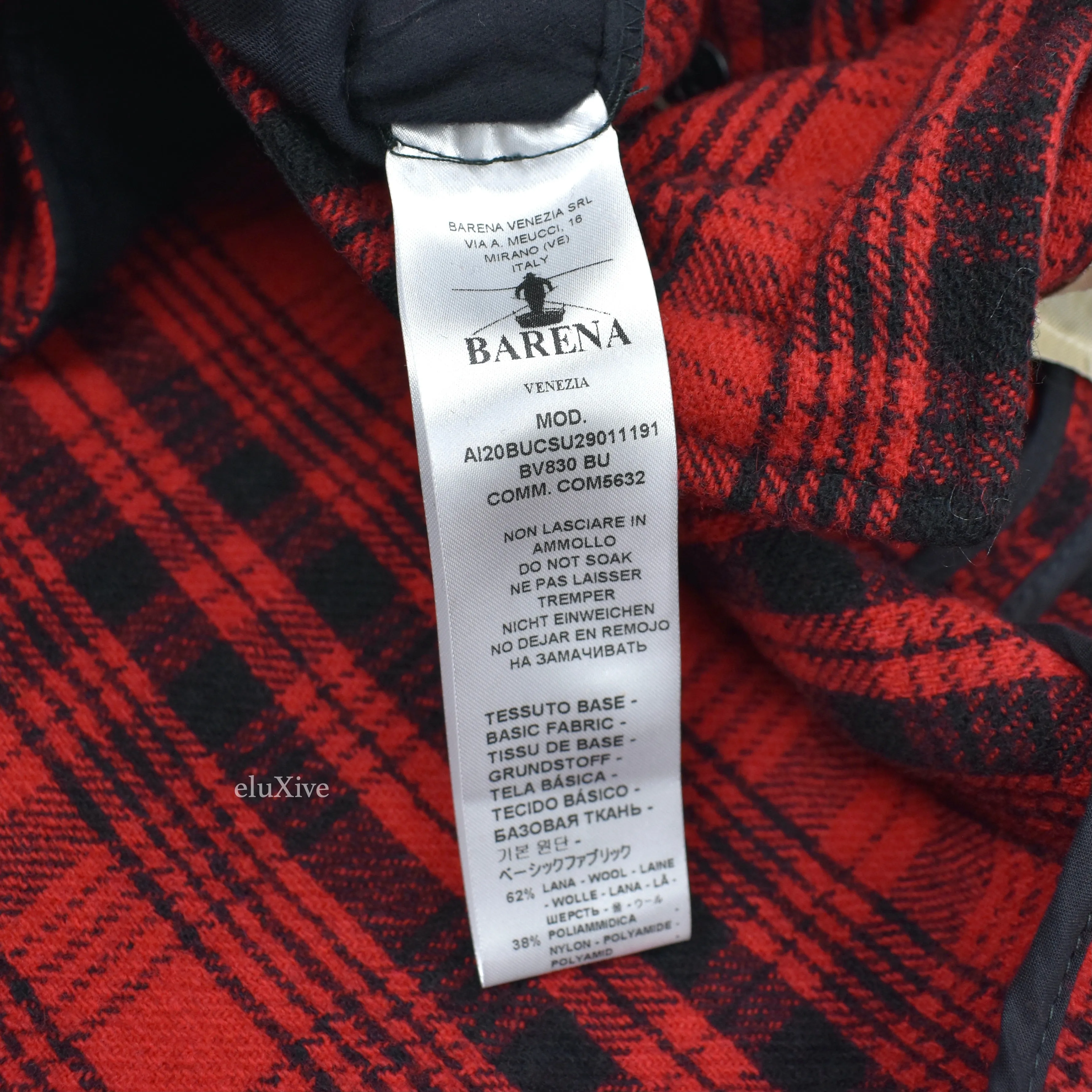 Barena - Red Plaid Wool Oversized Overcoat