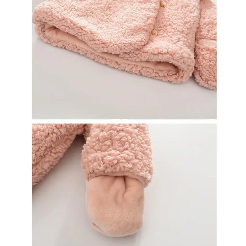 Bear Design Plush Toggle Coat