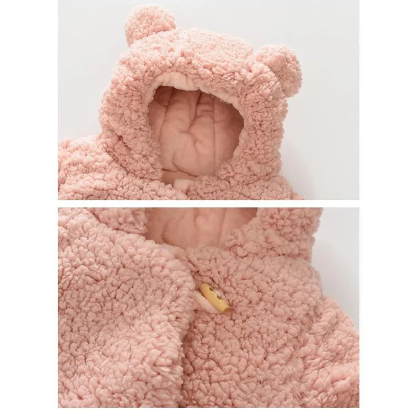 Bear Design Plush Toggle Coat