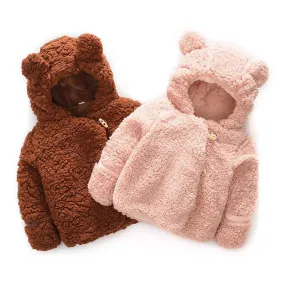 Bear Design Plush Toggle Coat