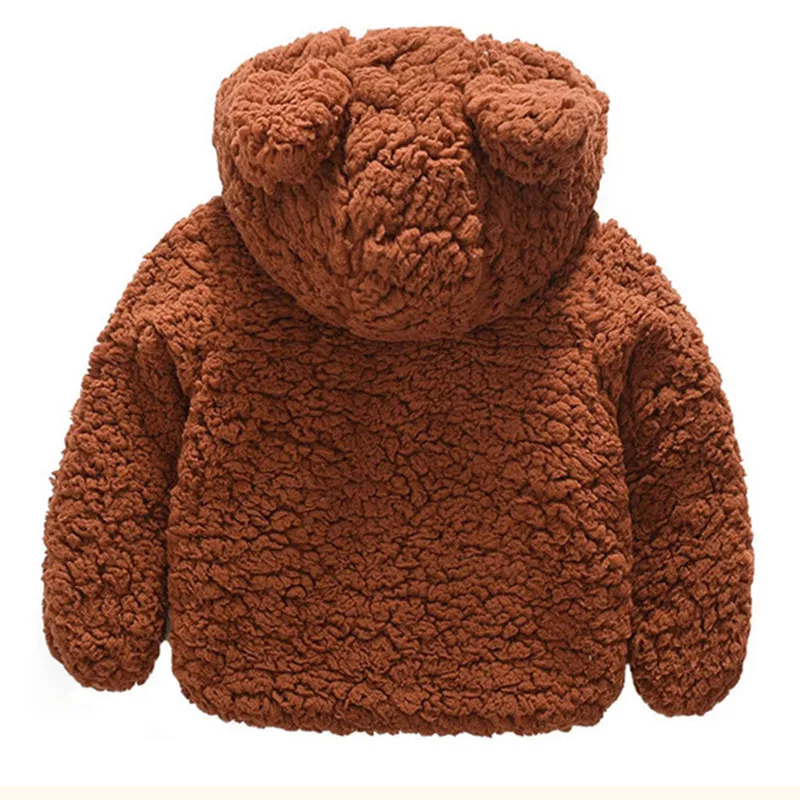 Bear Design Plush Toggle Coat