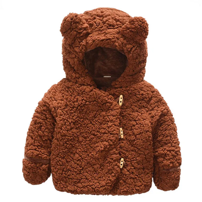 Bear Design Plush Toggle Coat