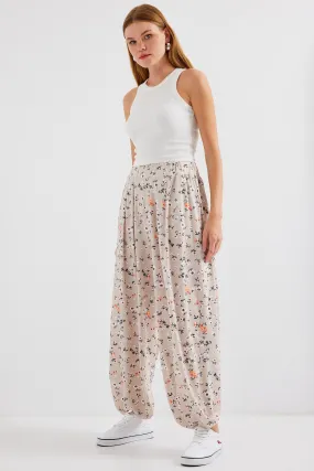 BGD Women Patterned Harem Pants - Cream - Avondale