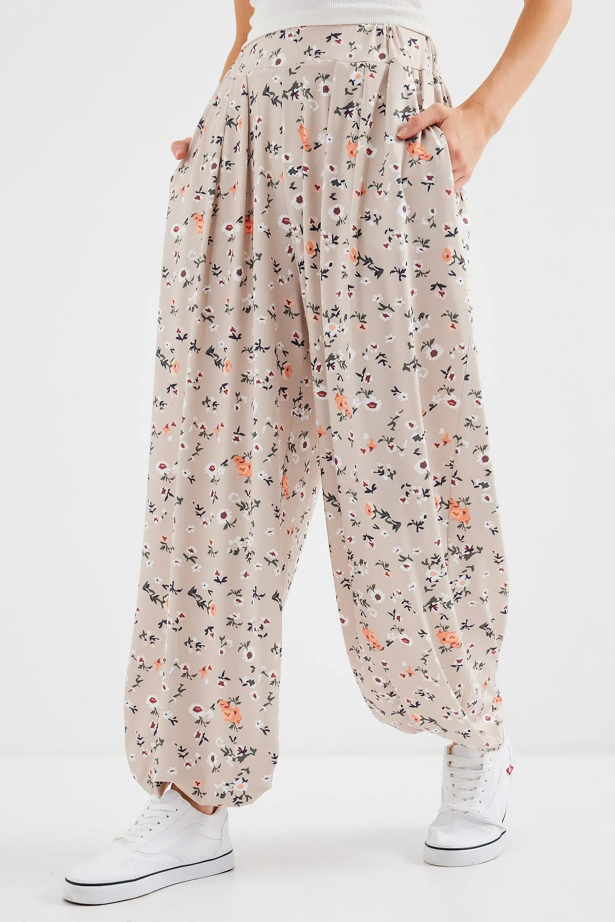 BGD Women Patterned Harem Pants - Cream - Avondale