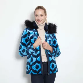 Blue Velvet Ikat Car Coat