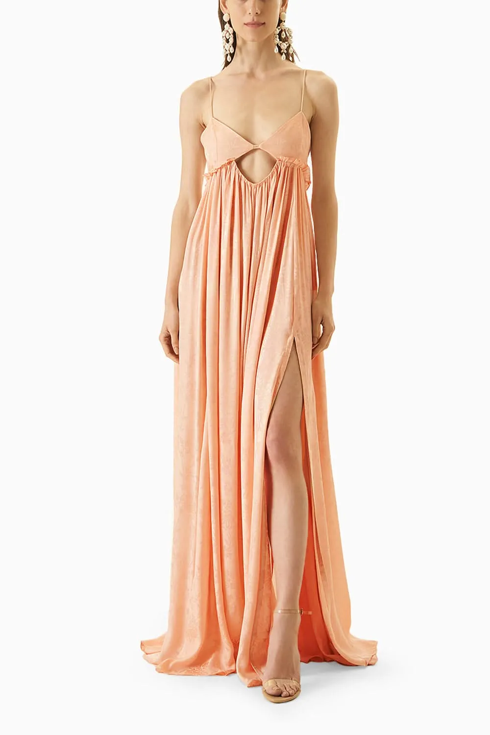 Blush Slick Dress With Cape