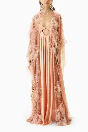 Blush Slick Dress With Cape