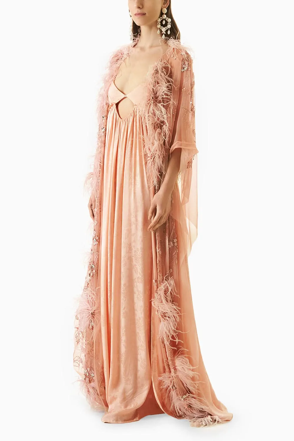 Blush Slick Dress With Cape