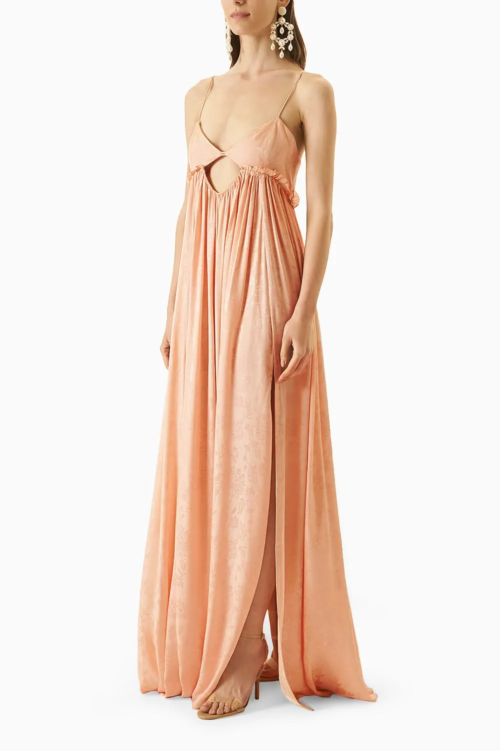 Blush Slick Dress With Cape