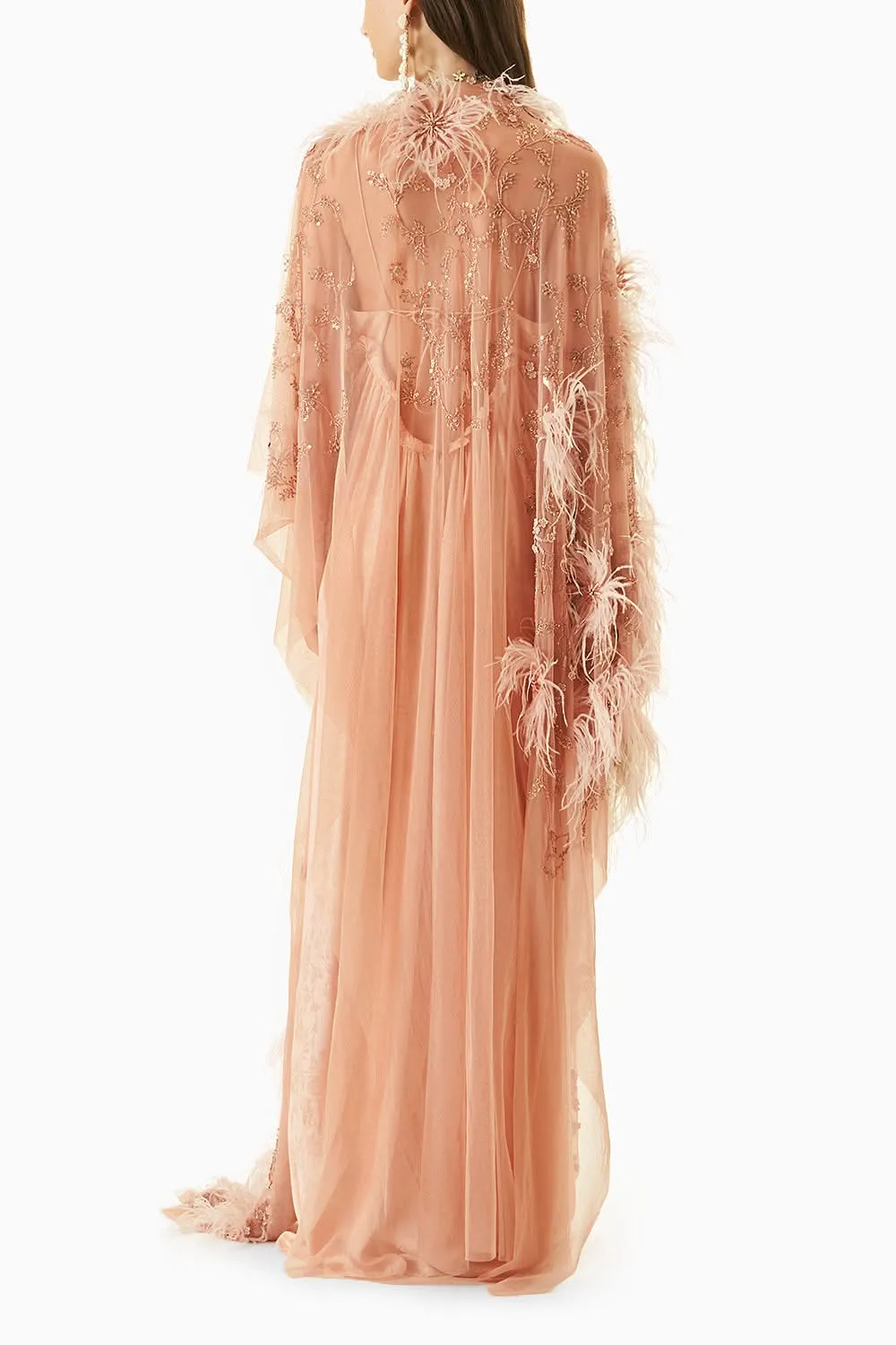 Blush Slick Dress With Cape