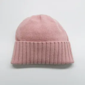CASHMERE HAT WITH RIBBED WIDE CUFF