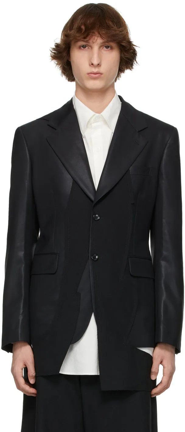 Comme des GarÃ§ons Homme Plus Black Chintz Wool Coat