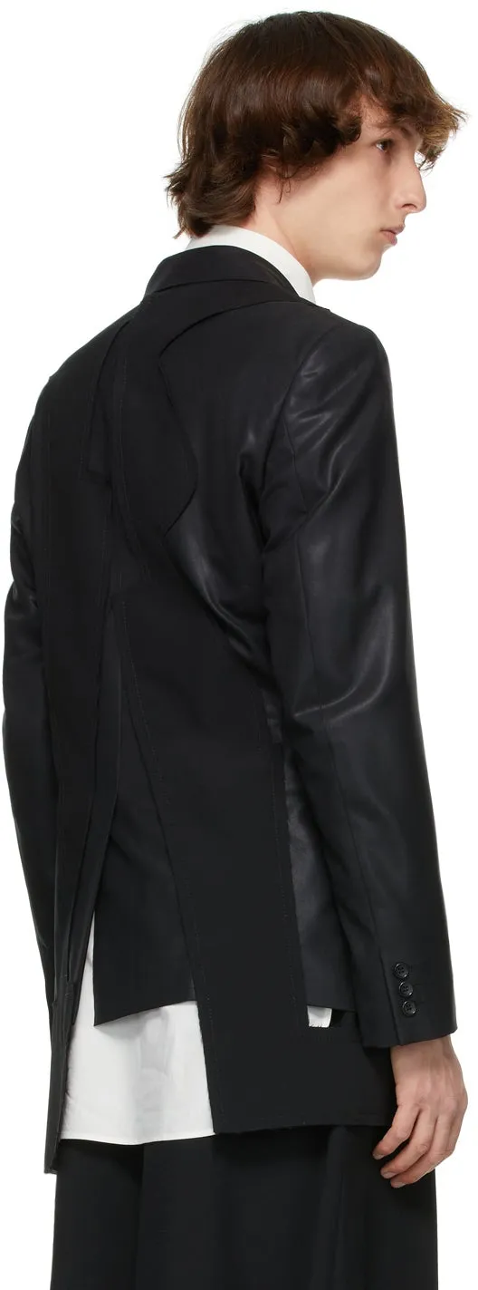 Comme des GarÃ§ons Homme Plus Black Chintz Wool Coat