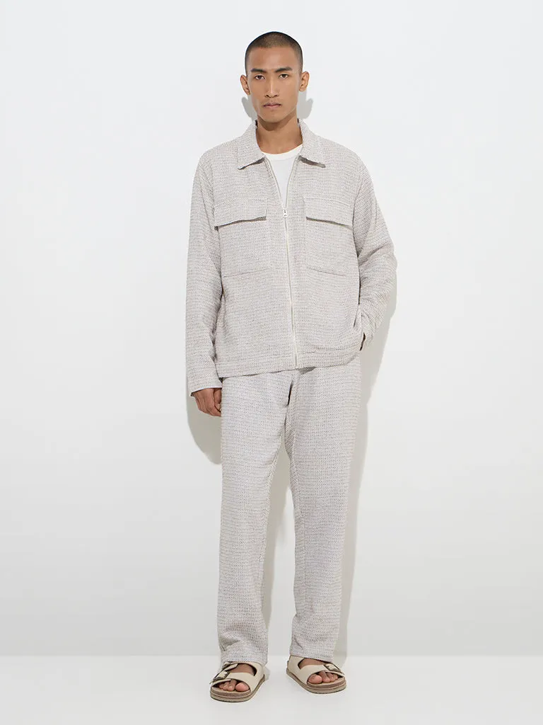 ETA Grey Knit-Textured Relaxed-Fit Cotton-Blend Shacket