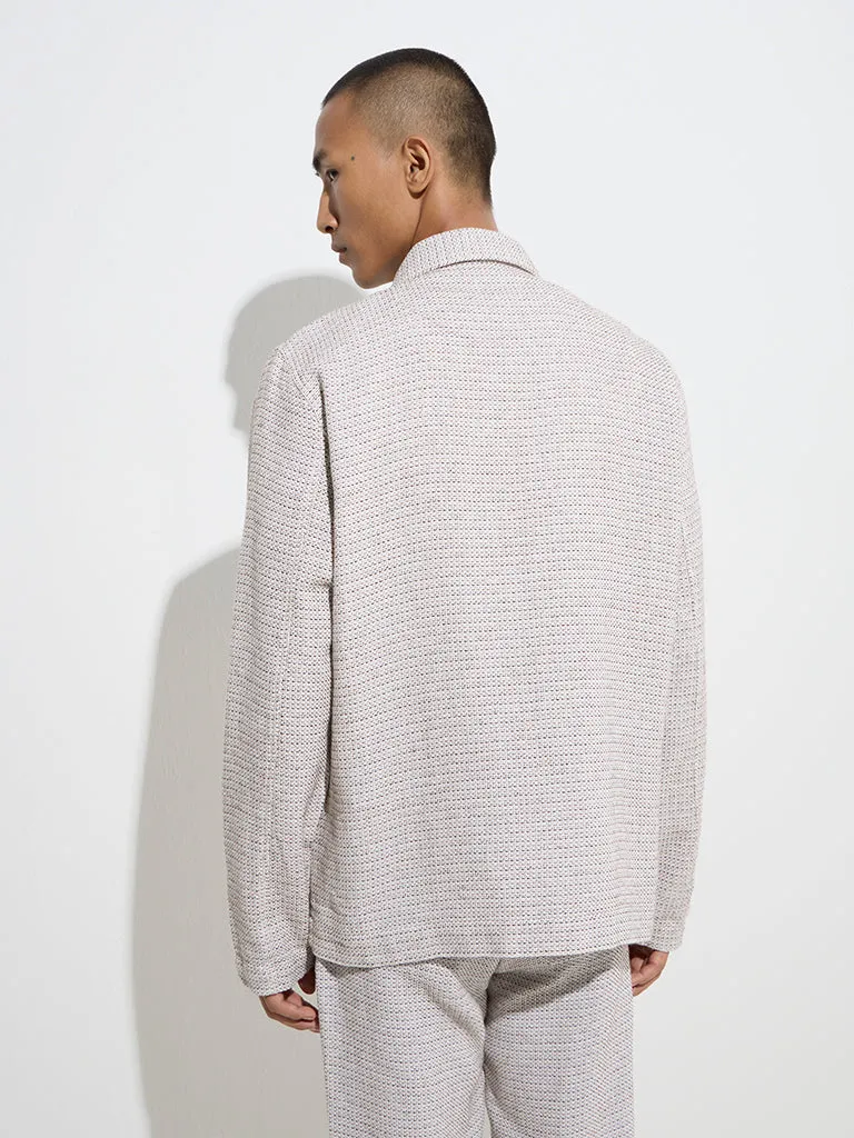 ETA Grey Knit-Textured Relaxed-Fit Cotton-Blend Shacket