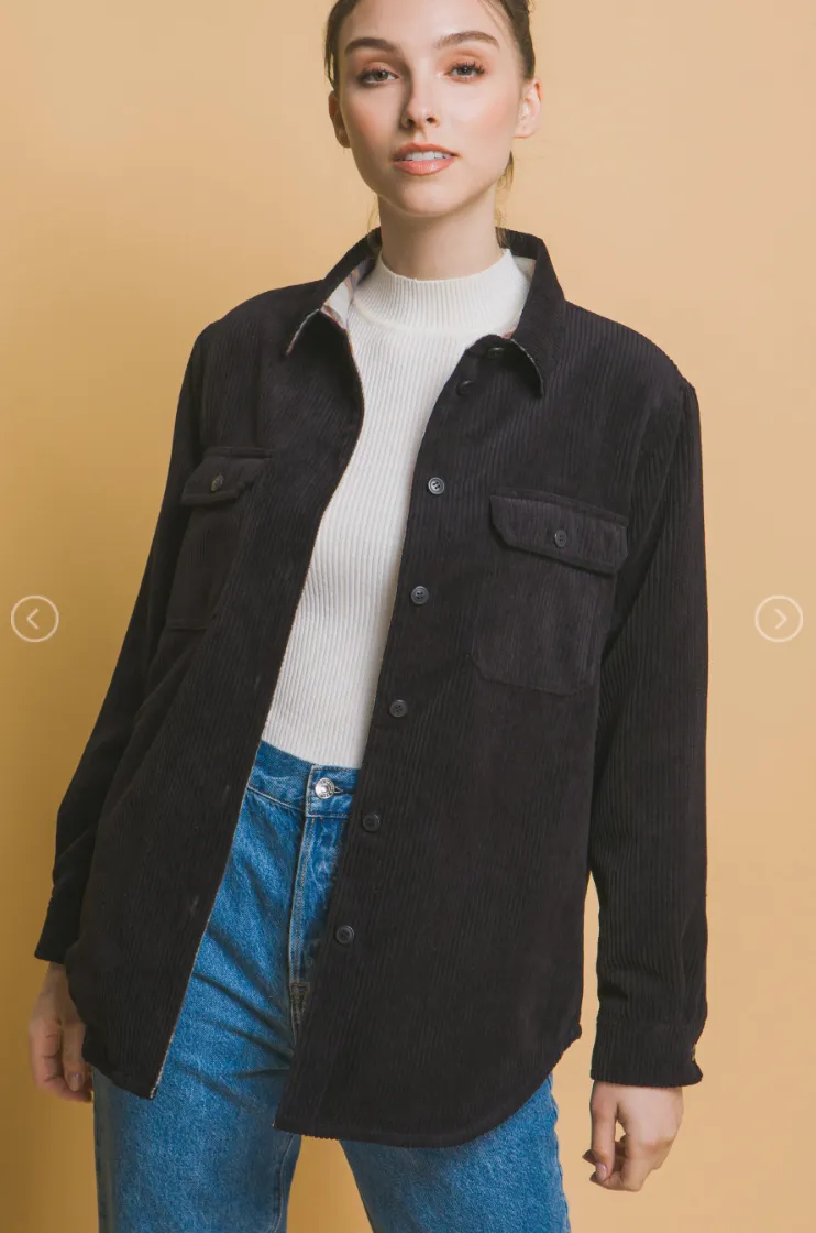 Holley | Black Reversible Corduroy Shacket