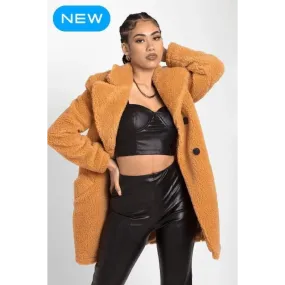 Janine Double Breasted Borg Teddy Coat