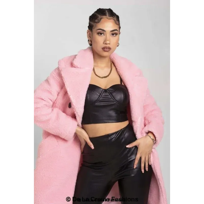 Janine Double Breasted Borg Teddy Coat