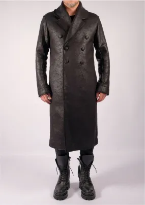 Leather Effect Double Breasted Coat