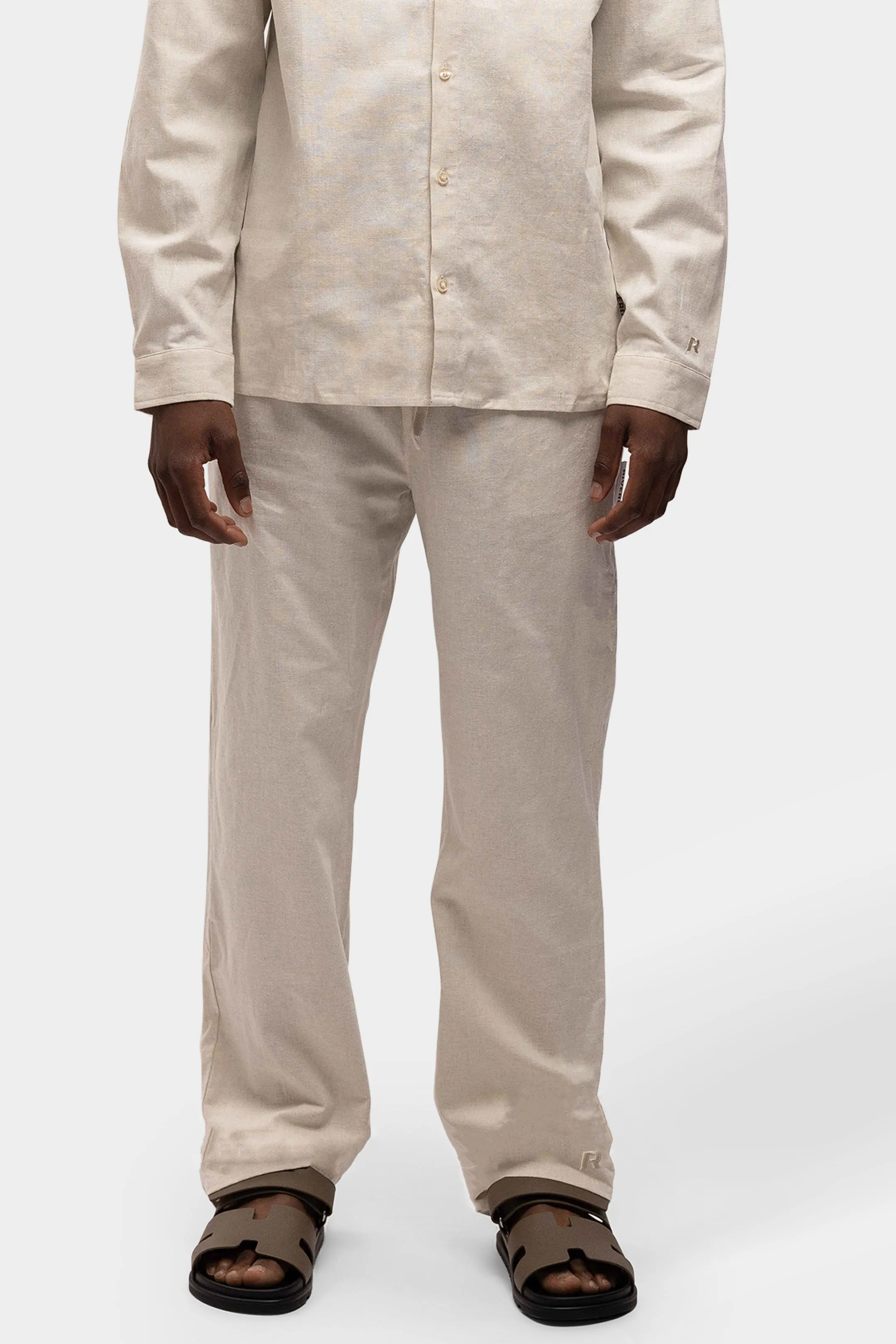 LINEN STRAIGHT LEG PANTS SAND
