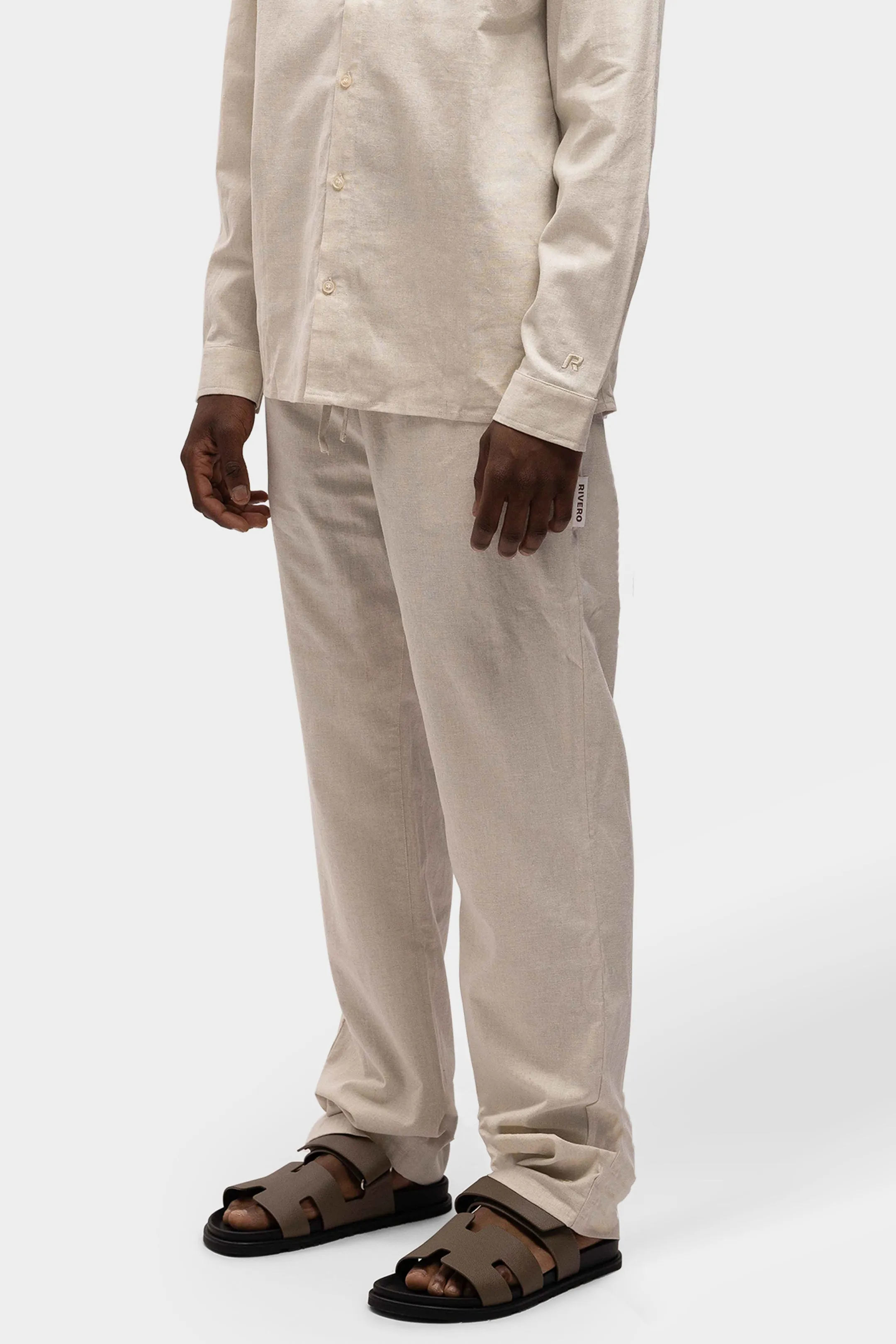 LINEN STRAIGHT LEG PANTS SAND