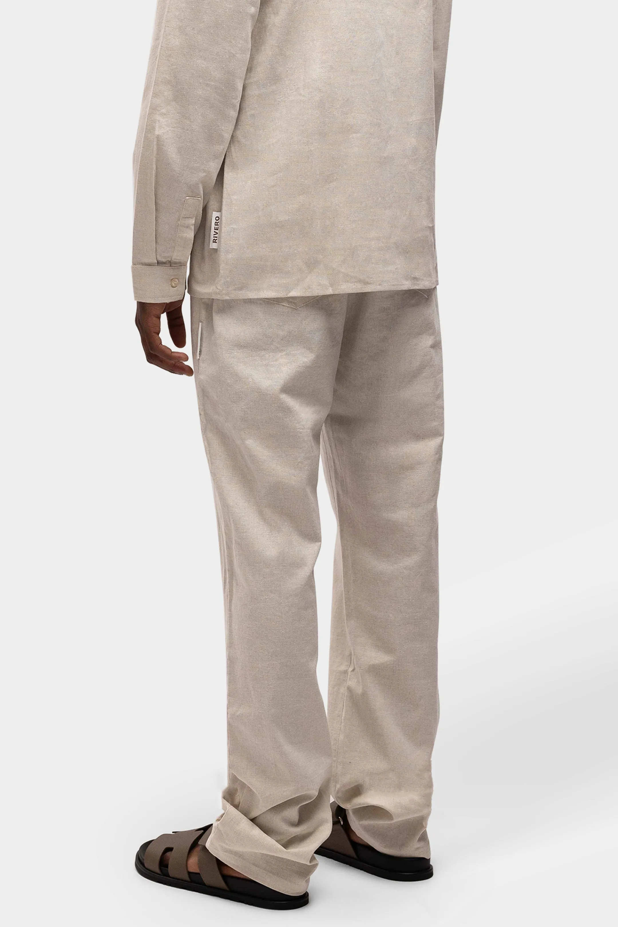 LINEN STRAIGHT LEG PANTS SAND