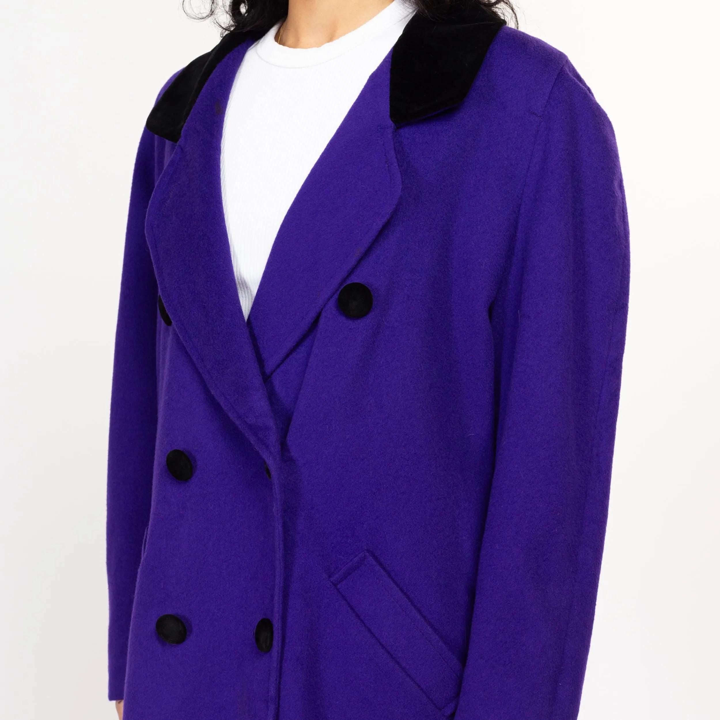 Medium 80s The Limited Royal Purple Oversized Wool Peacoat