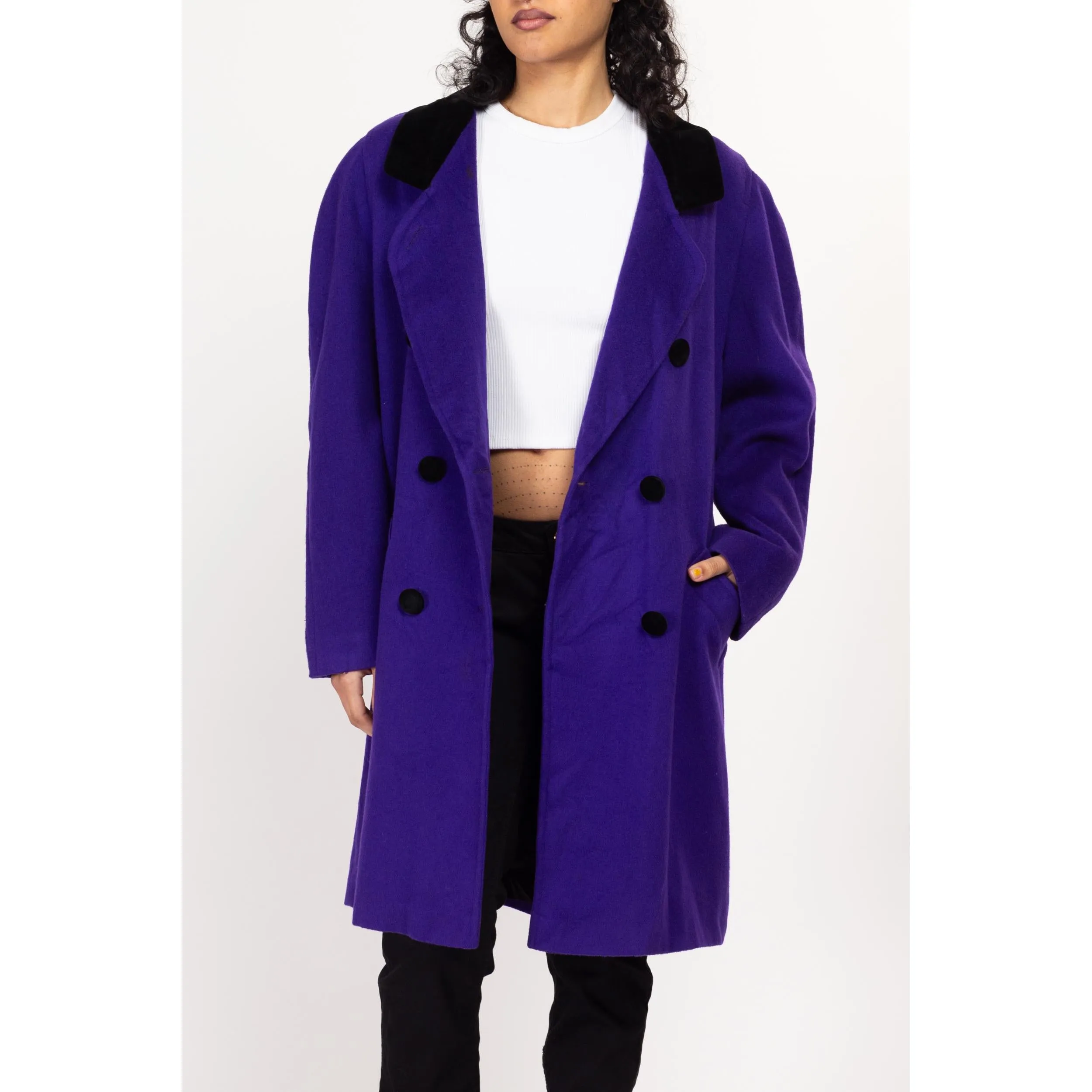 Medium 80s The Limited Royal Purple Oversized Wool Peacoat