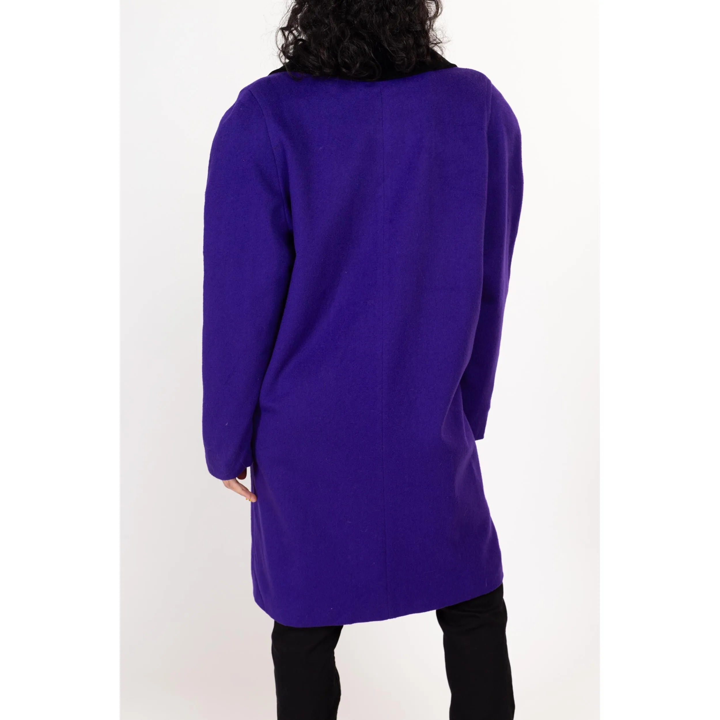 Medium 80s The Limited Royal Purple Oversized Wool Peacoat