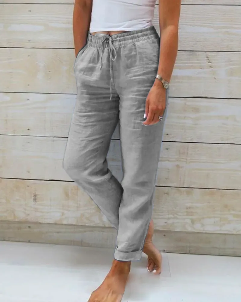 Monika™ cotton pants with elastic waistband