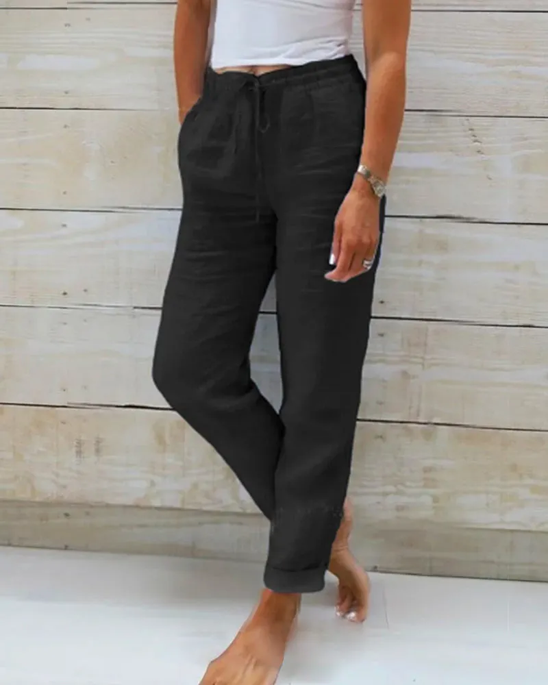 Monika™ cotton pants with elastic waistband