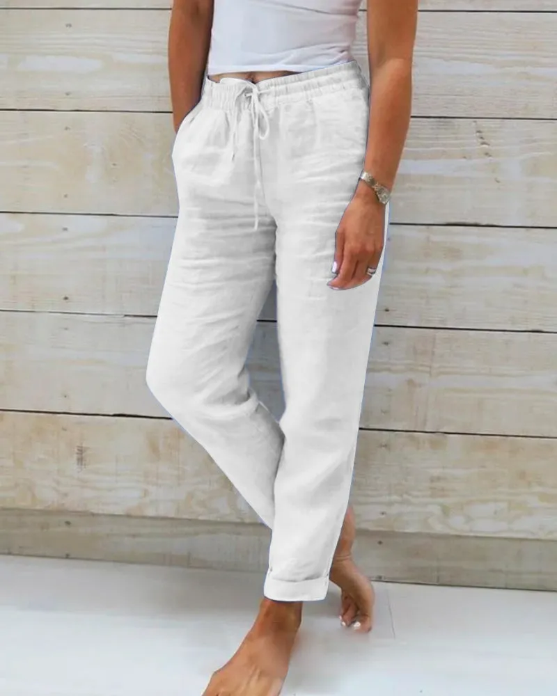 Monika™ cotton pants with elastic waistband