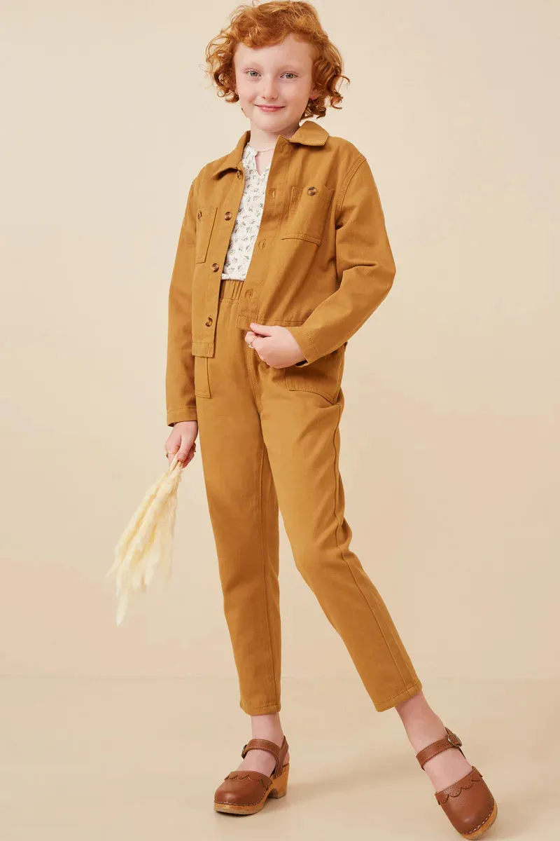 Mustard Button Up Chest Pocket Twill Shacket