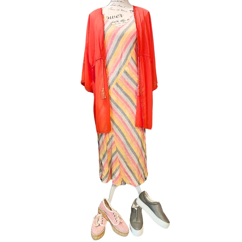 NEW orange chiffon layering top, one size, 12-14