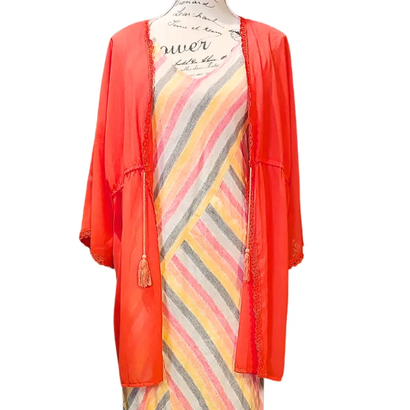 NEW orange chiffon layering top, one size, 12-14