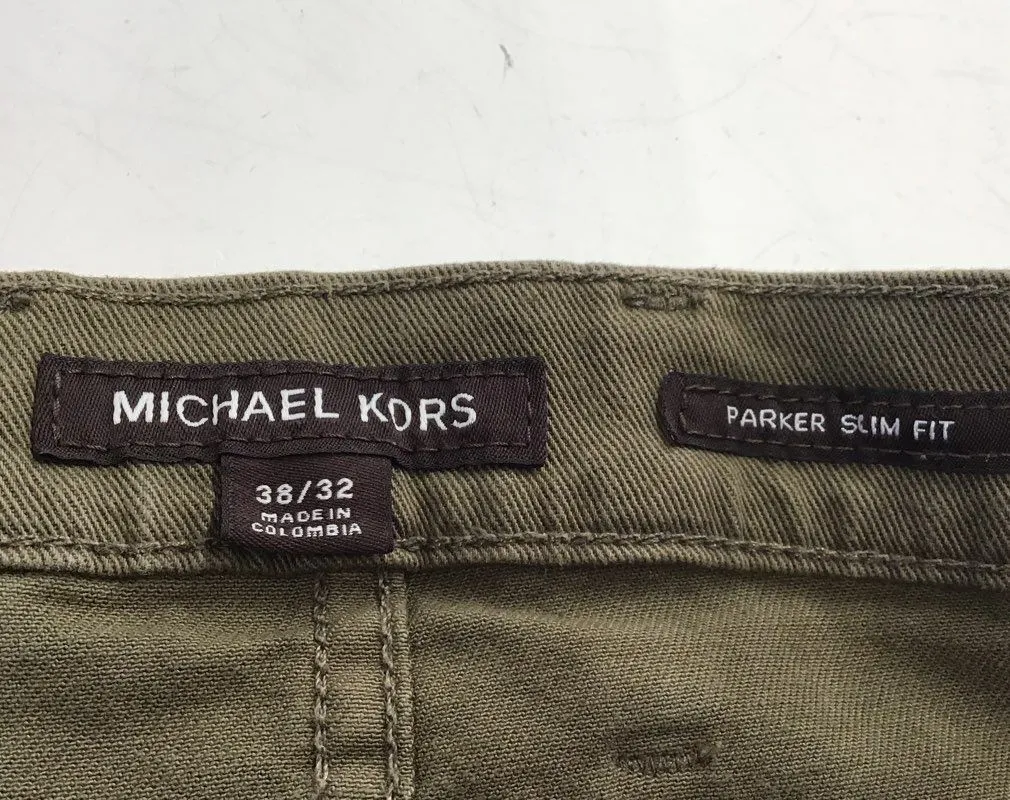 NWT Michael Kors Men's Olive Green Parker Slim Fit Chino Pants - Size 38/32