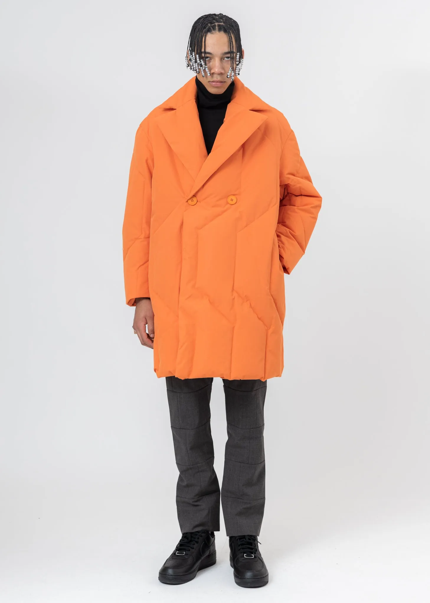Orange Down Quilted Coat