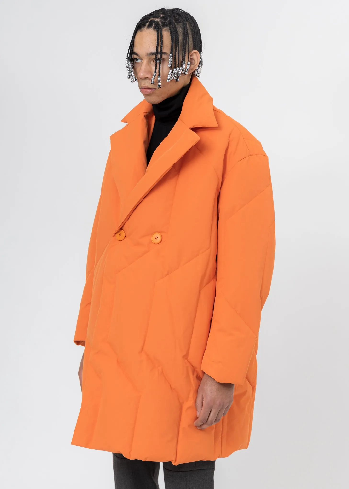 Orange Down Quilted Coat
