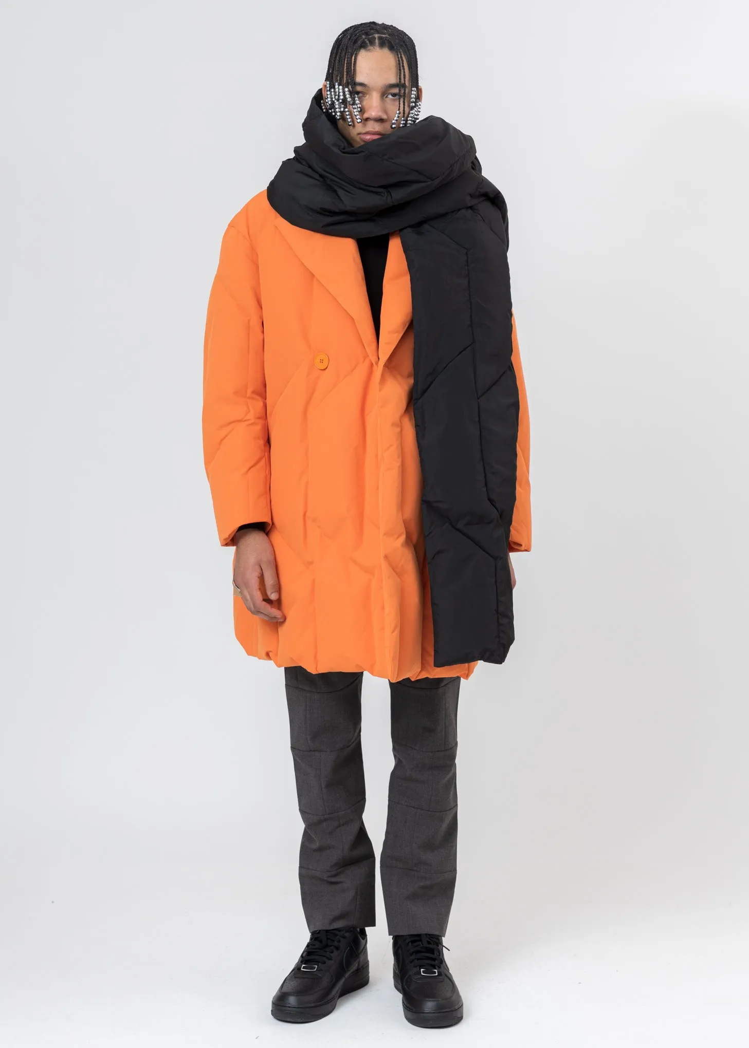 Orange Down Quilted Coat