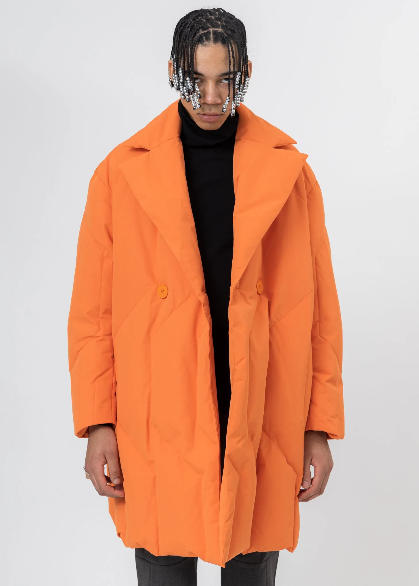Orange Down Quilted Coat