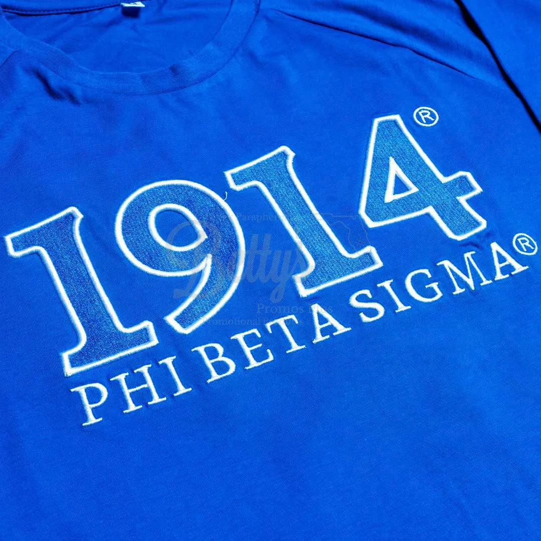 Phi Beta Sigma ΦΒΣ 1914 Embroidered Long Sleeve T-Shirt