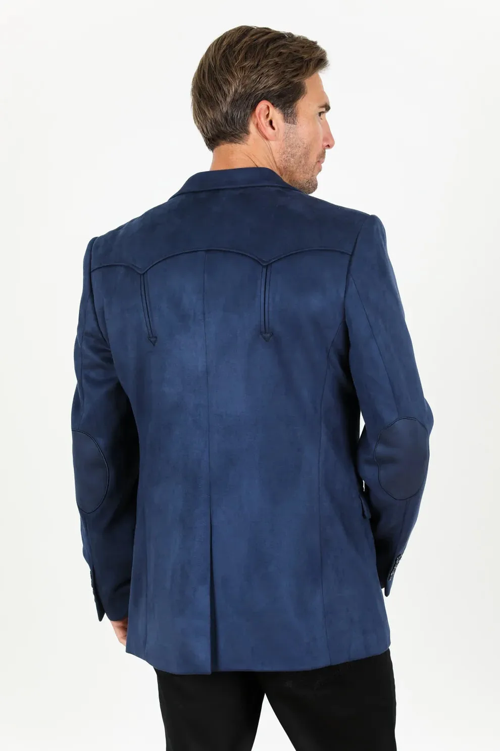 Platini Men's Solid Suede Blazer - Navy