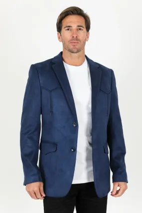 Platini Men's Solid Suede Blazer - Navy