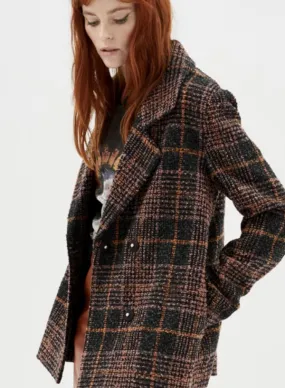 Prue Check Peacoat- Multi